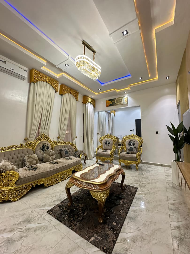 Luxury bedroom with white bedspread